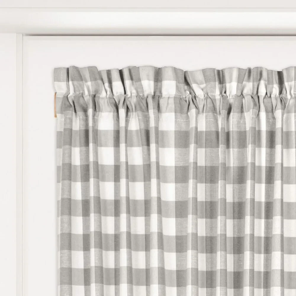 Achim Home Furnishing Buffalo Check French Door Panel with Adjustable Tiebacks,